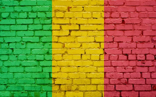 Vlag van Mali geschilderd op de muur, achtergrondstructuur — Stockfoto