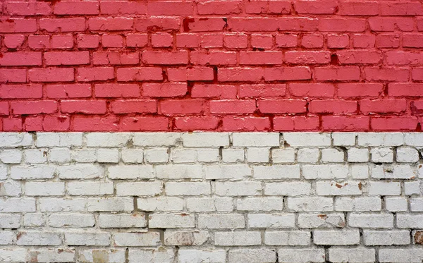 Bandera de Mónaco pintada sobre muro de ladrillo, textura de fondo — Foto de Stock
