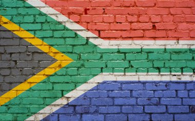 Flag of South Africa painted on brick wall, background texture clipart