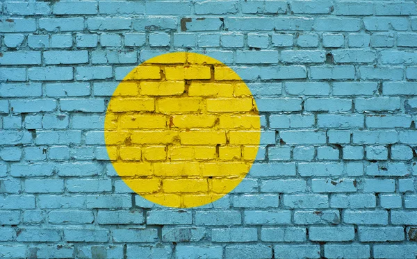 Bandeira de Palau pintada na parede de tijolo, textura de fundo — Fotografia de Stock