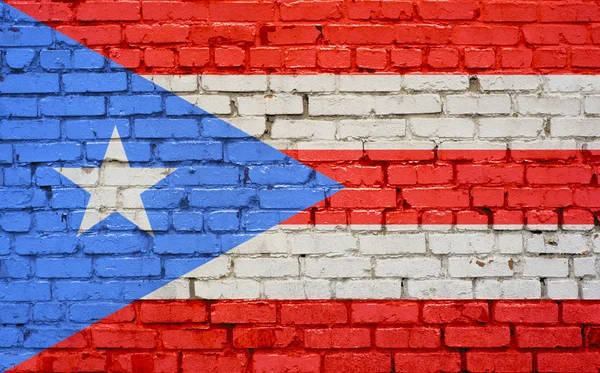 Puerto Rico zászlaja festett téglafal, háttér textúra — Stock Fotó