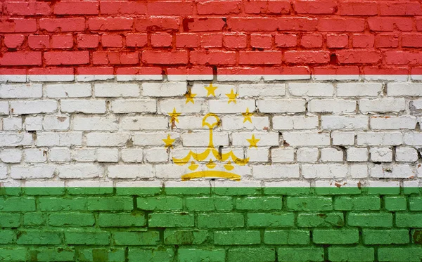 Flag of Tajikistan painted on brick wall, background texture — Stock Photo, Image