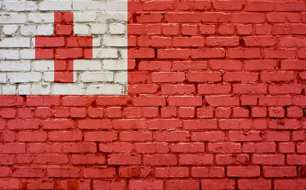 Tonga bayrağı arka plan doku tuğla duvara boyalı — Stok fotoğraf