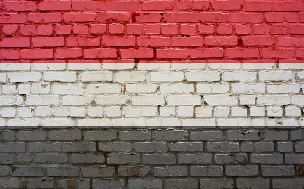 Yemen bayrağı arka plan doku tuğla duvara boyalı — Stok fotoğraf