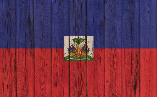 Bendera Haiti dicat pada bingkai kayu — Stok Foto