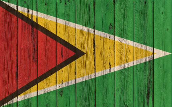 Bandera de Guyana pintada sobre marco de madera — Foto de Stock