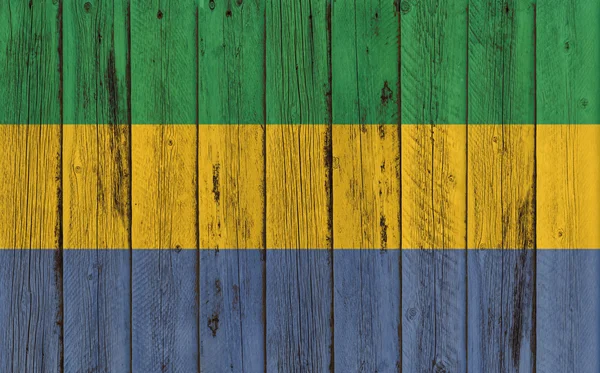 Flagga Gabon målade på tegelmur, bakgrundsstruktur — Stockfoto