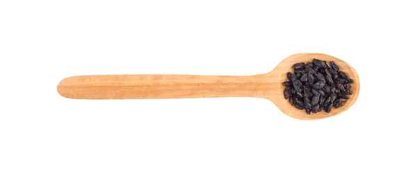 Barberry μπαχαρικό στο ξύλινο κουτάλι απομονωθεί σε λευκό — Φωτογραφία Αρχείου