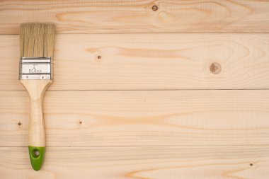 Ahşap doku ve boya fırçası / ev işleri arka plan