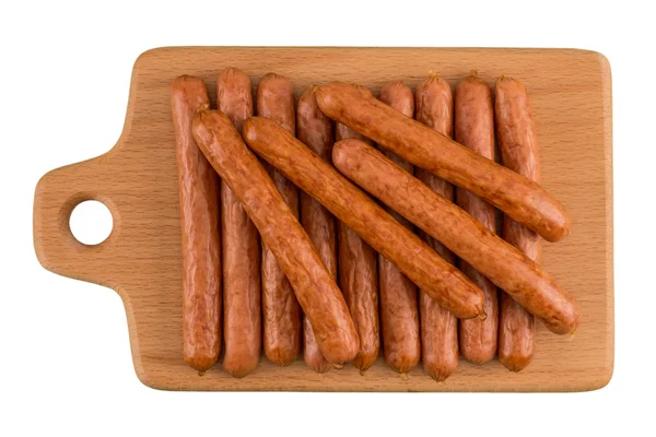 Smoked sausages isolated close-up — Stock Photo, Image