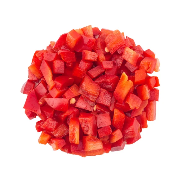 Chopped red peppers isolated on white. — Stock Photo, Image
