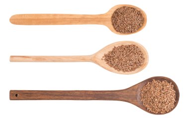 Tahta kaşık, kırpma yolu dahil içinde keten tohumu