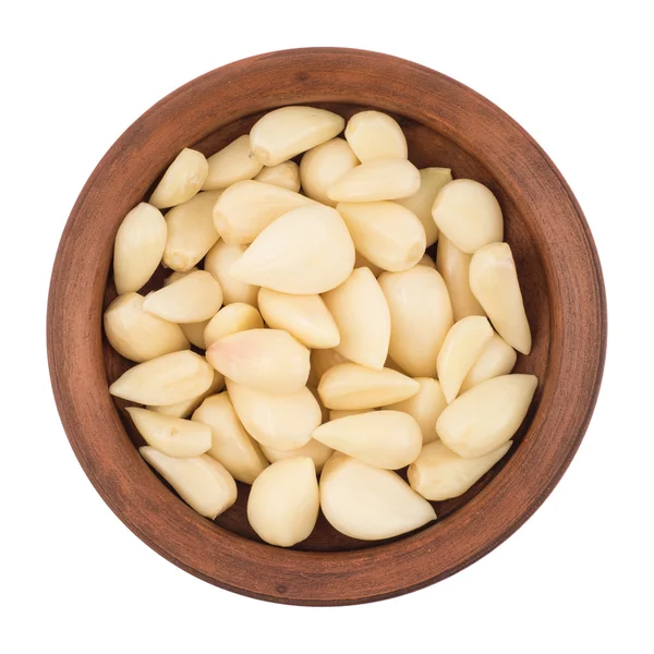 Garlic cloves in bowl from top including clipping path. — Stock Photo, Image