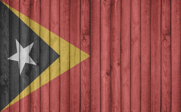 Bandeira de Timor-Leste pintada em moldura de madeira — Fotografia de Stock