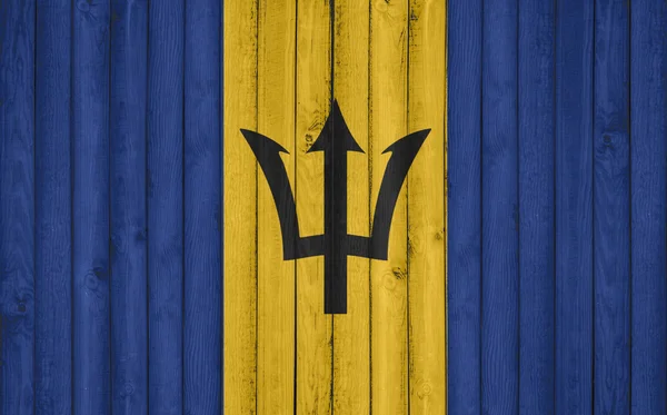 Bandeira de Barbados pintada em moldura de madeira — Fotografia de Stock