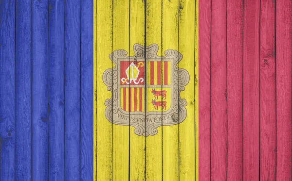 Bandera de Andorra pintada sobre marco de madera — Foto de Stock