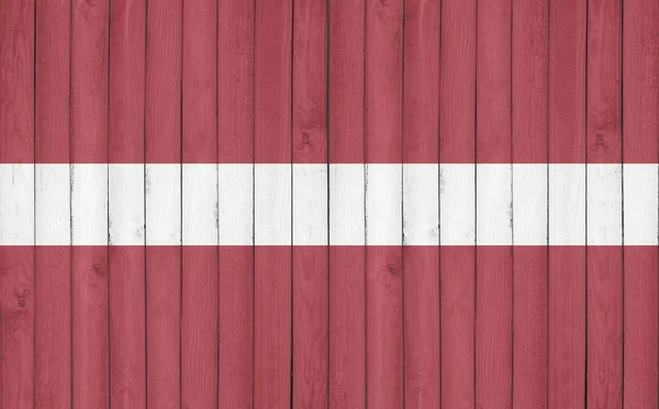 Bendera Latvia dicat pada bingkai kayu — Stok Foto