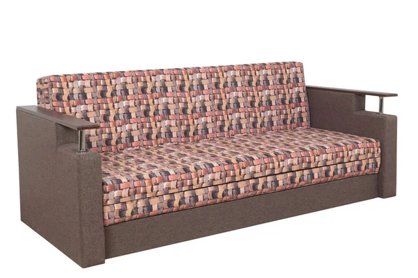 Braune Moderne Sofa Möbel Isoliert Auf Weißem Hintergrund Ohne Schatten — Stockfoto