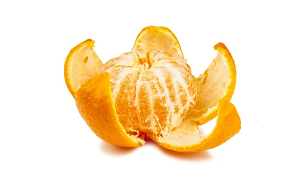 Peeled tangerine or mandarin fruit isolated on white background — Stock Photo, Image