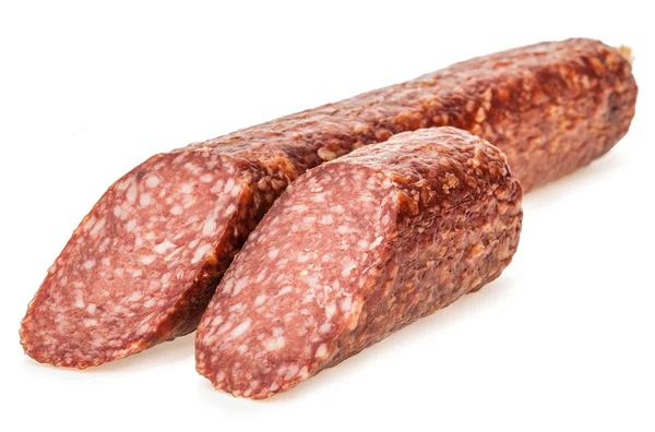 Fresh salami isolated on white background — Stock Photo, Image