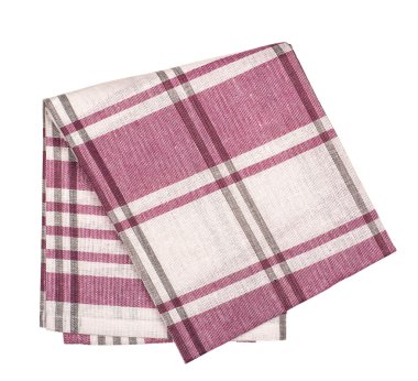 Beyaz arkaya izole kırmızı ve beyaz masa örtüsü ile damalı