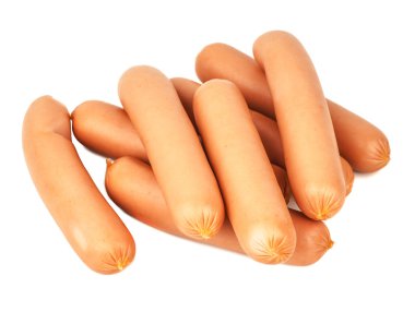 Frankfurter sosisi beyaz arkaplanda izole edilmiş