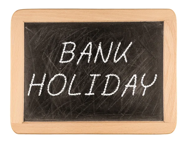 "Bank holiday" handwritten with white chalk on a blackboard — Stock Photo, Image