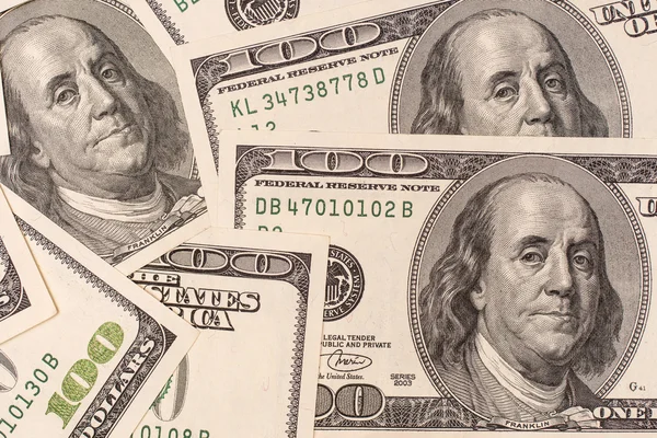 美国100美元钞票的背景 — 图库照片