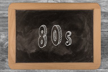 80s - 3d anahatları belirlenmiş metin - Wood ile kara tahta