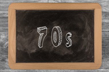 70s - 3d anahatları belirlenmiş metin - Wood ile kara tahta