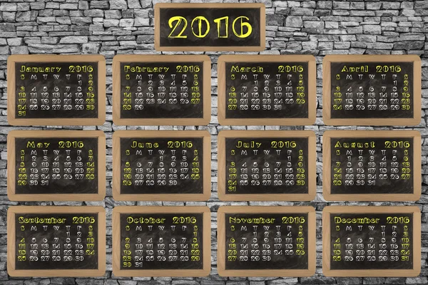 Kalendarz roku 2016 na tablicy — Zdjęcie stockowe