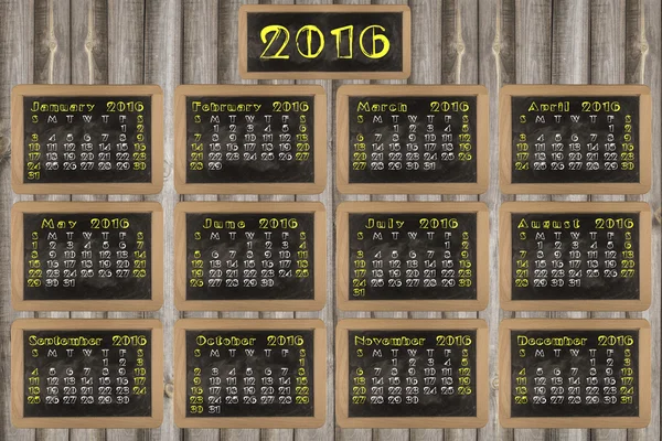 Calendar Of Year 2016 On Blackboard — Stock Photo, Image