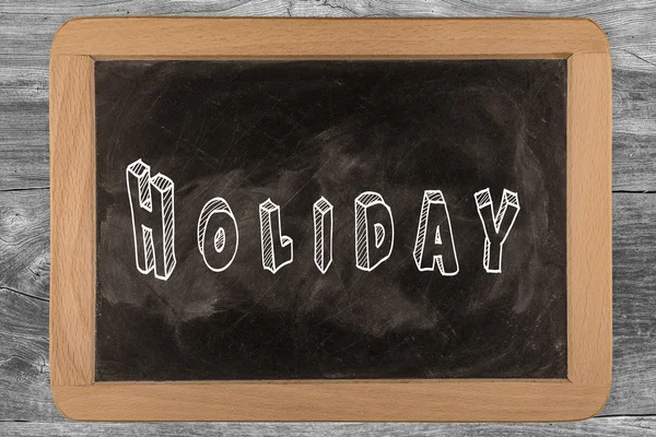 Holiday - chalkboard with 3D outlined text - on wood — Stock Photo, Image