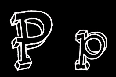 P - Chalc Abc harfleri siyah arka plan üzerinde