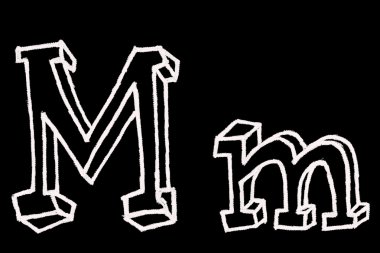 M - Chalc Abc harfleri siyah arka plan üzerinde