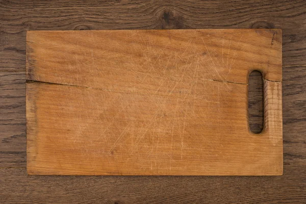 Yiyecek arka planında boş vintage kesme tahtası konsepti — Stok fotoğraf