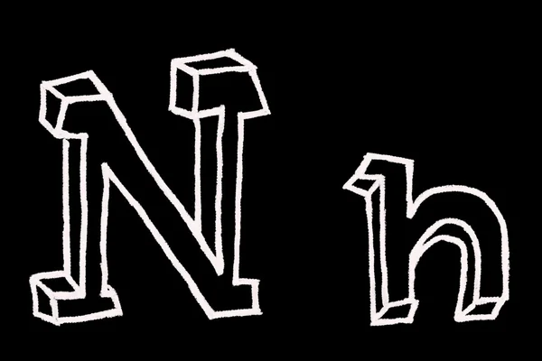 N - Abc-Buchstaben in Kreide auf schwarzem Hintergrund — Stockfoto