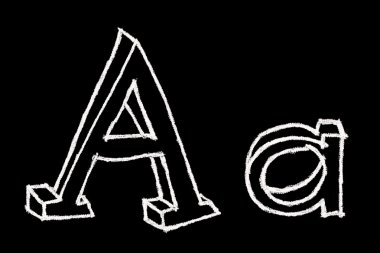 siyah arka plan üzerine bir - tebeşir alfabesi