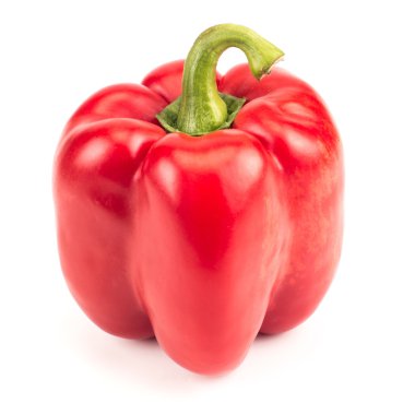 parlak kırmızı biber üzerine beyaz izole.