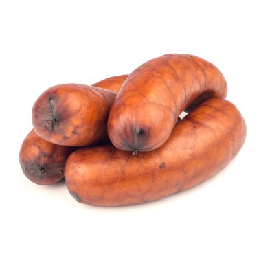 beyaz üzerine lezzetli sosis yalıtım