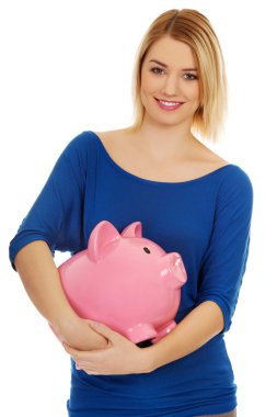 mutlu bir kadın tutarak servet.