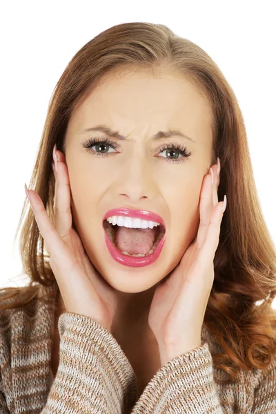 Mulher assustada gritando . — Fotografia de Stock