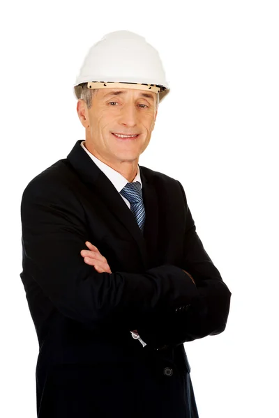Lachende zakenman met harde hoed — Stockfoto