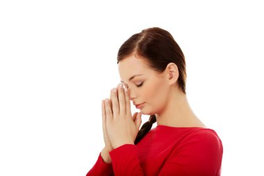 genç kadının elleri ile birlikte dua