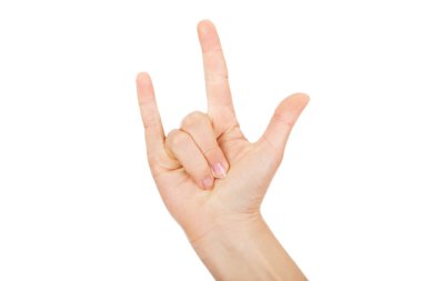 Rock and Roll işareti el hareketi kadın
