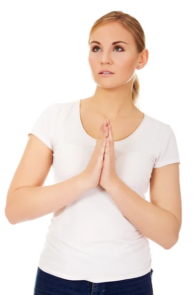 Jonge vrouw praying - religie concept — Stockfoto