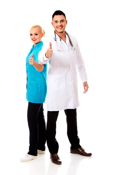 Smile young female and male doctor — Stock Photo, Image