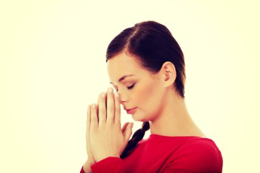 genç kadının elleri ile birlikte dua