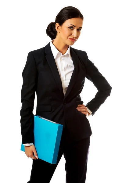 Businesswoman holding a binder — Stock Photo, Image