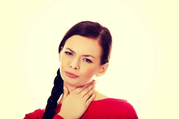 喉の痛みを持つ若い女性 — ストック写真